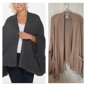 BAREFOOT DREAMS COZY CHIC LITE PONCHO SHRUG WRAP CARDIGAN ONE SIZE